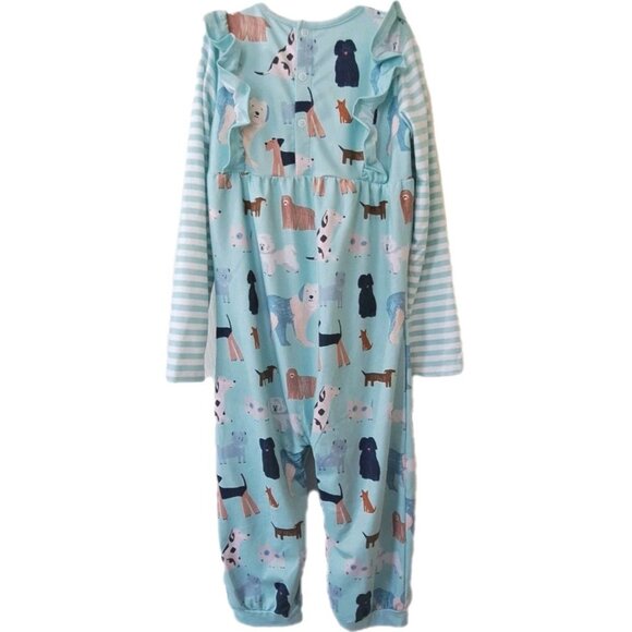 Little Millie 3 Multicolor Dog Print Long Sleeve Romper Back and Crotch Snaps - Picture 4 of 8